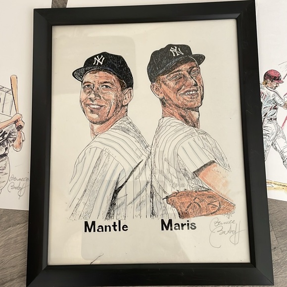 Set of 4 Prints Baseball Greats by Artist Bernice Batoff for your Man Cave! - Picture 2 of 5